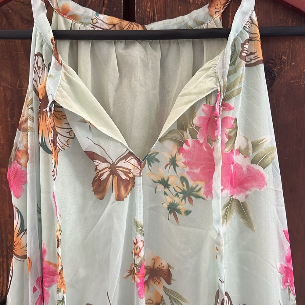 Chicwish Floral Maxi Dress - Green and Pink - Picture 7 of 9